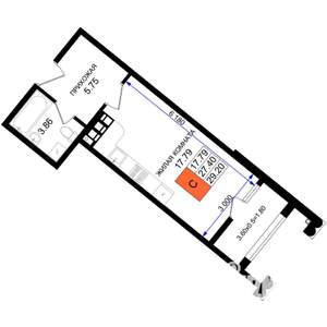 Студия квартира, вторичка, 29м2, 8/8 этаж