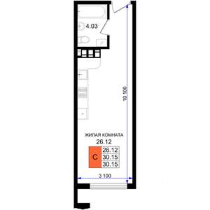 Студия квартира, вторичка, 30м2, 3/8 этаж