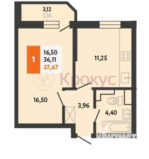 1-к квартира, вторичка, 40м2, 24/25 этаж