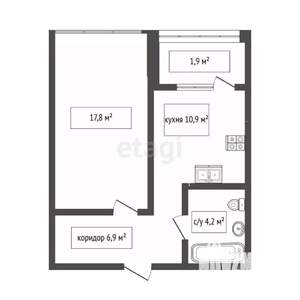 1-к квартира, вторичка, 40м2, 3/21 этаж