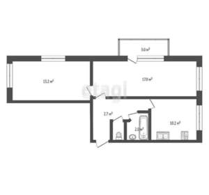 2-к квартира, вторичка, 47м2, 2/5 этаж
