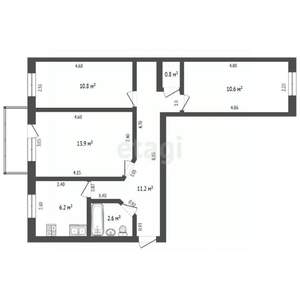3-к квартира, вторичка, 58м2, 4/5 этаж