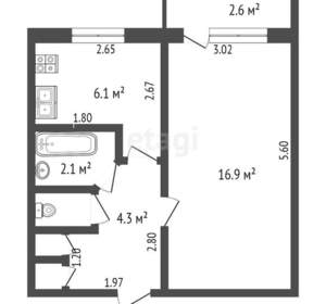 1-к квартира, вторичка, 31м2, 5/5 этаж
