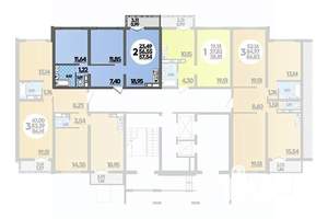 2-к квартира, строящийся дом, 58м2, 11/16 этаж