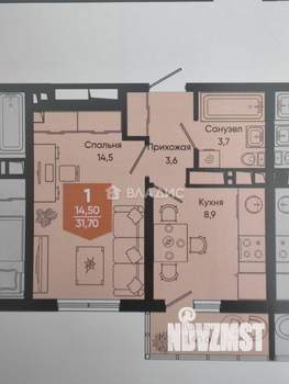 1-к квартира, вторичка, 31м2, 9/25 этаж