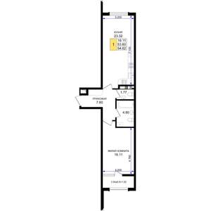 1-к квартира, строящийся дом, 55м2, 8/8 этаж
