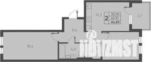 2-к квартира, вторичка, 65м2, 2/15 этаж