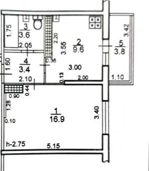 1-к квартира, вторичка, 34м2, 3/9 этаж
