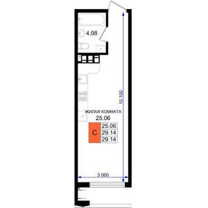Студия квартира, вторичка, 29м2, 2/8 этаж