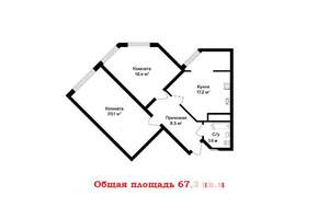 2-к квартира, вторичка, 67м2, 3/21 этаж