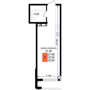 Студия квартира, вторичка, 33м2, 3/8 этаж