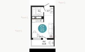 Студия квартира, вторичка, 21м2, 9/25 этаж