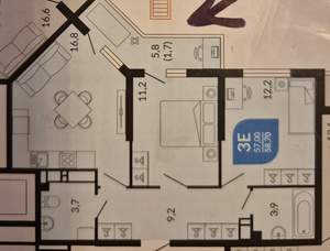 2-к квартира, вторичка, 57м2, 23/24 этаж