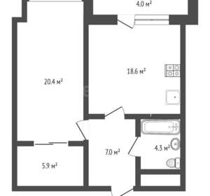 1-к квартира, вторичка, 57м2, 10/21 этаж