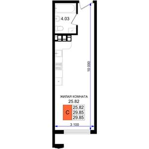 Студия квартира, вторичка, 30м2, 2/8 этаж