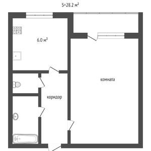 1-к квартира, вторичка, 28м2, 4/9 этаж