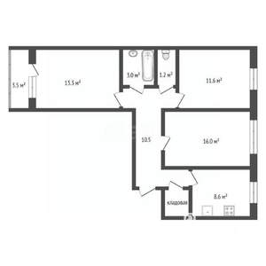 3-к квартира, вторичка, 64м2, 9/9 этаж