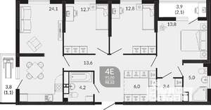 3-к квартира, вторичка, 99м2, 4/23 этаж