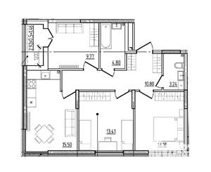 3-к квартира, вторичка, 71м2, 1/9 этаж
