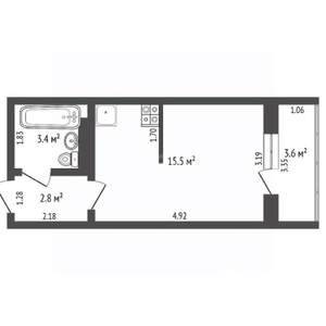 Студия квартира, вторичка, 24м2, 8/20 этаж