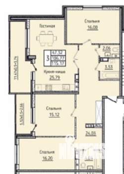 3-к квартира, вторичка, 115м2, 18/19 этаж