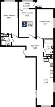 3-к квартира, вторичка, 105м2, 18/18 этаж