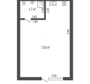 Студия квартира, вторичка, 19м2, 1/2 этаж