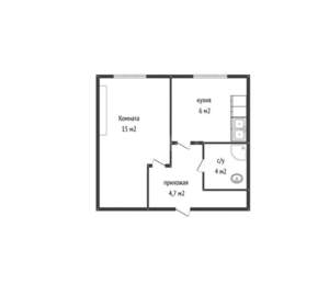 1-к квартира, вторичка, 30м2, 1/9 этаж