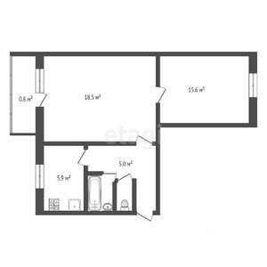 2-к квартира, вторичка, 44м2, 4/6 этаж