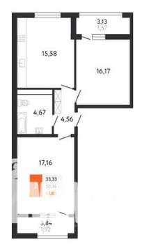 2-к квартира, сданный дом, 61м2, 5/24 этаж