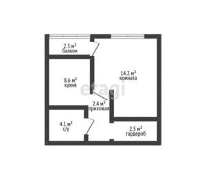 1-к квартира, вторичка, 32м2, 10/16 этаж