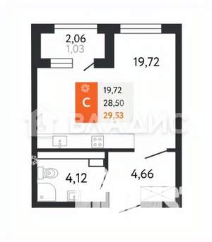 Студия квартира, вторичка, 30м2, 11/25 этаж