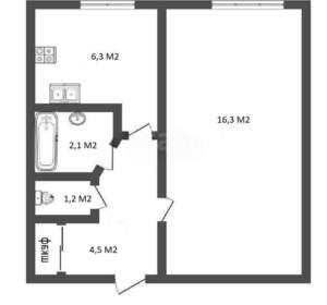1-к квартира, вторичка, 30м2, 1/5 этаж