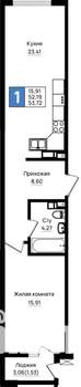 1-к квартира, вторичка, 54м2, 9/9 этаж