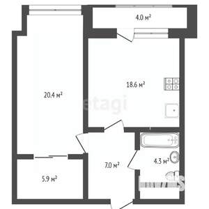 1-к квартира, вторичка, 57м2, 10/21 этаж