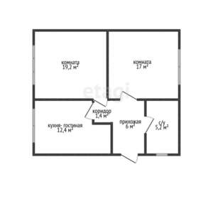 2-к квартира, вторичка, 61м2, 1/4 этаж