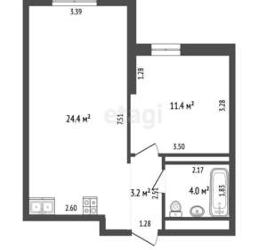 1-к квартира, сданный дом, 43м2, 18/20 этаж