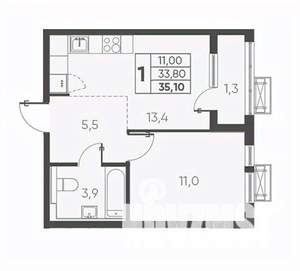 1-к квартира, вторичка, 35м2, 22/24 этаж