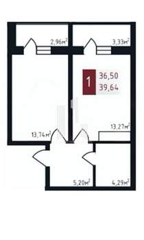 1-к квартира, вторичка, 37м2, 10/12 этаж