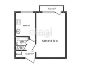 1-к квартира, вторичка, 33м2, 5/5 этаж