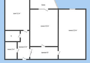 2-к квартира, вторичка, 62м2, 9/9 этаж