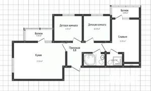 3-к квартира, вторичка, 80м2, 11/23 этаж