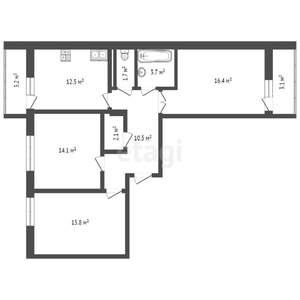 3-к квартира, вторичка, 80м2, 1/16 этаж