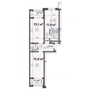 2-к квартира, вторичка, 65м2, 8/16 этаж