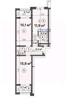 2-к квартира, вторичка, 57м2, 10/16 этаж