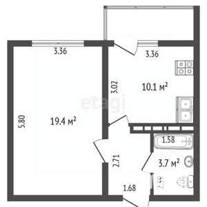 1-к квартира, вторичка, 38м2, 11/16 этаж