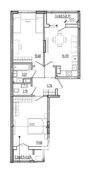 2-к квартира, вторичка, 64м2, 9/9 этаж