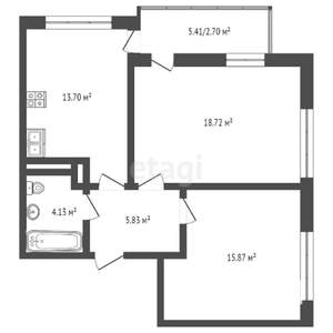 2-к квартира, вторичка, 59м2, 16/16 этаж