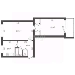 2-к квартира, вторичка, 49м2, 1/5 этаж