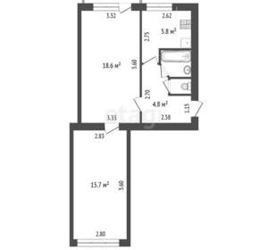 2-к квартира, вторичка, 49м2, 4/6 этаж